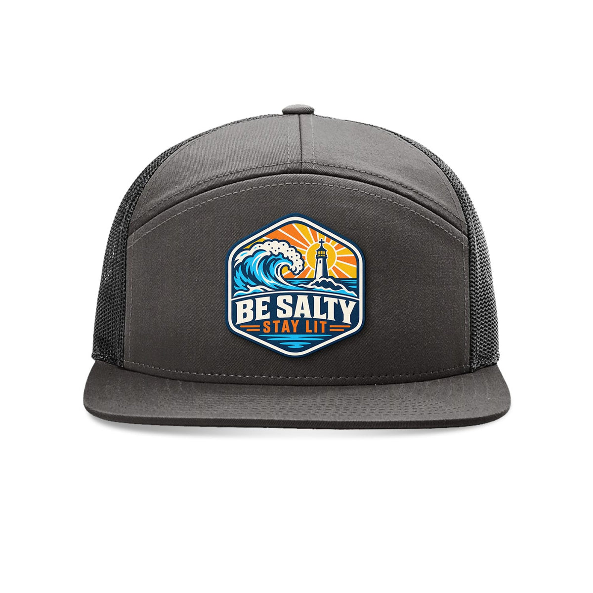 SunFrog Solutions Hat Charcoal and Black Be Salty Stay Lit Patch Trucker Hat