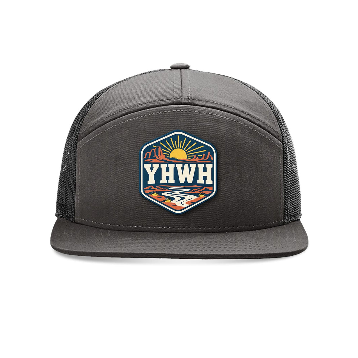 SunFrog Solutions Hat Charcoal and Black YHWH Patch Trucker Hat