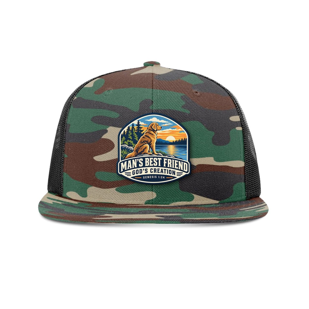 SunFrog Solutions Hat Green Camo and Black Man's Best Friend Trucker Hat