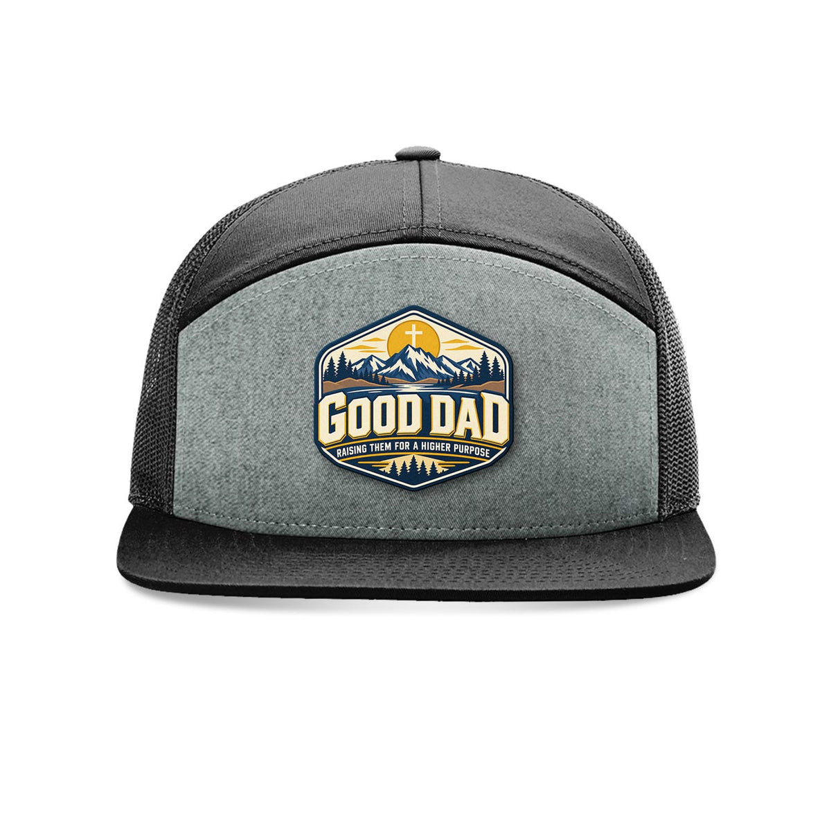 SunFrog Solutions Hat Heather Grey And Black Good Dad Trucker Hat