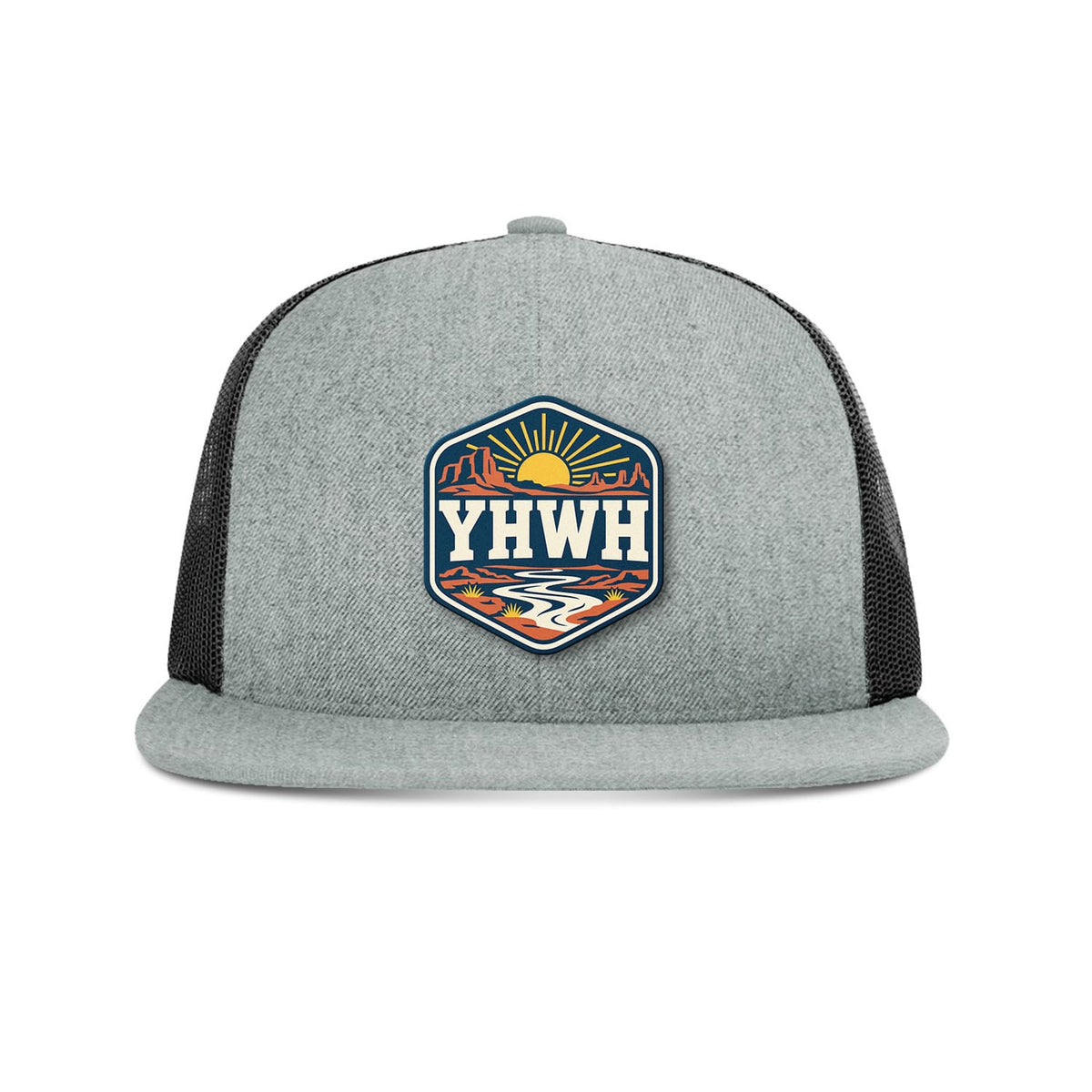 SunFrog Solutions Hat Heather Grey and Black YHWH Patch Trucker Hat