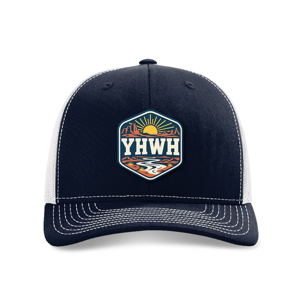SunFrog Solutions Hat Navy And White YHWH Patch Trucker Hat