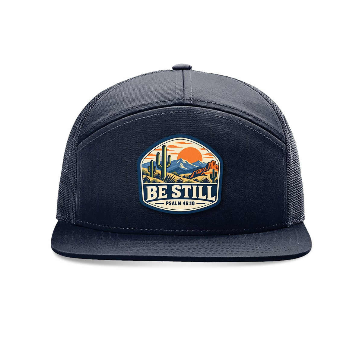 SunFrog Solutions Hat Navy Be Still Psalm 46:10 Trucker Hat
