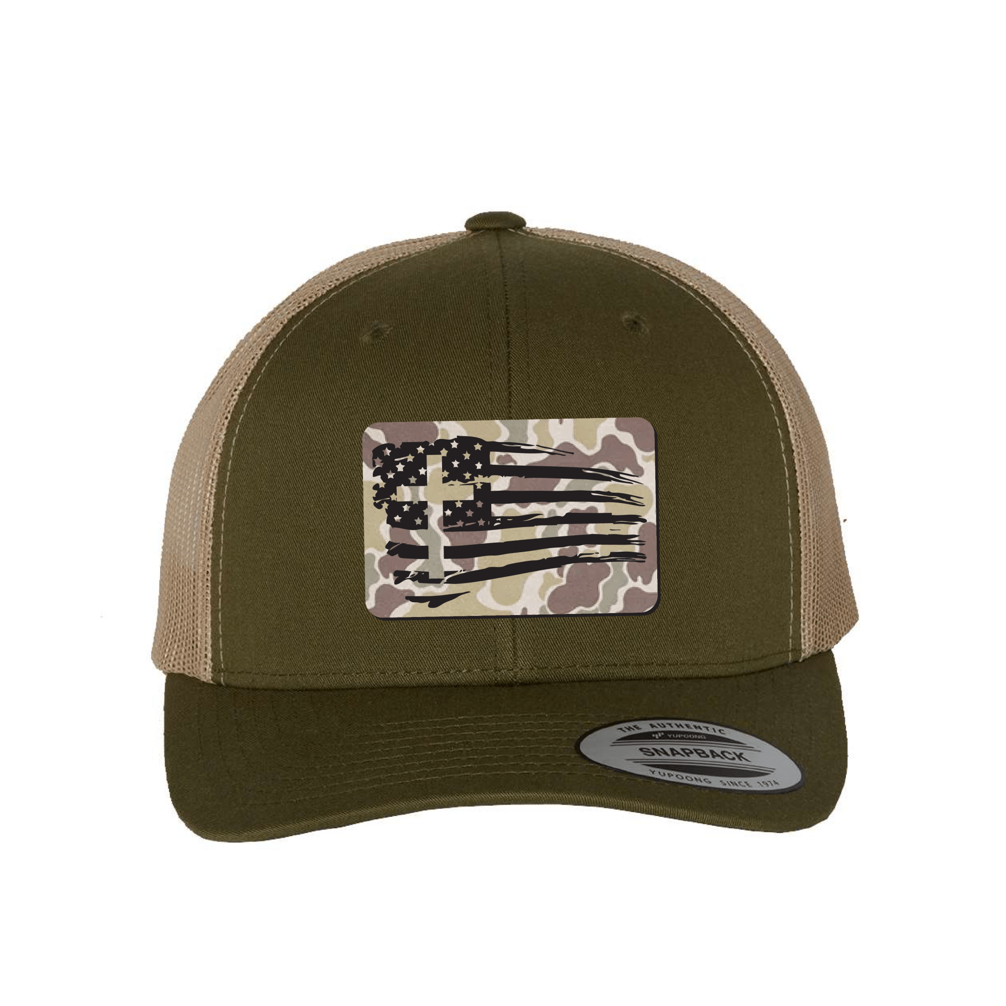 Tattered Flag Cross Camo Patch Fall Collection Hats - Our True God