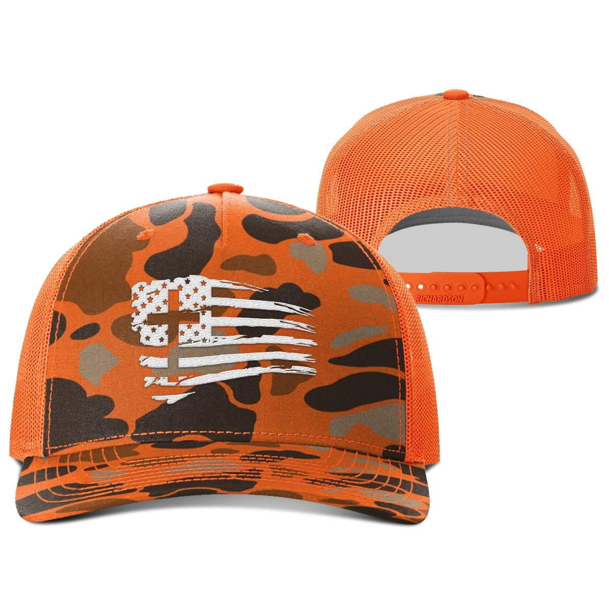 Tattered Flag Cross Hunting Hats - Our True God