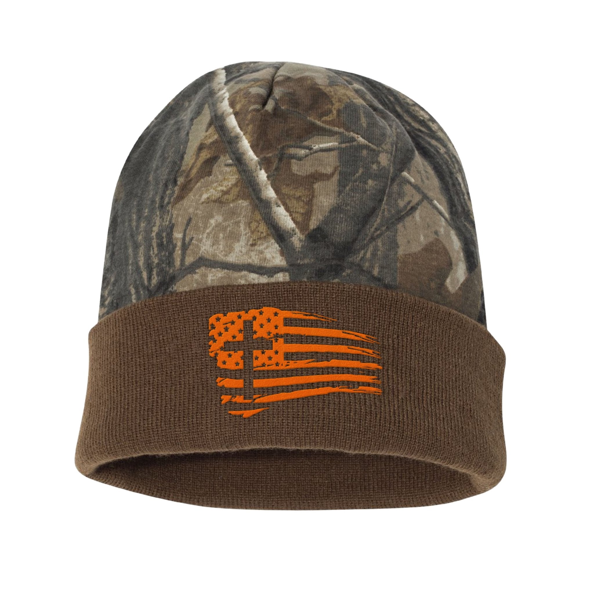 Tattered Flag Cross Realtree® Camo Hunting Beanie - Our True God