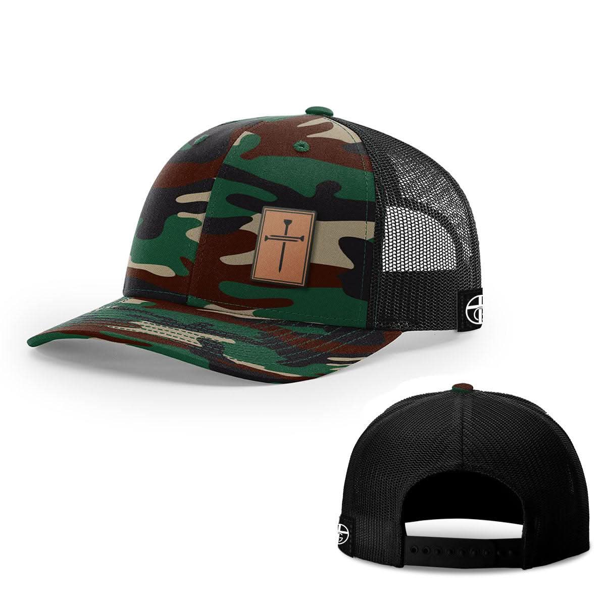 3 Nail Cross Leather Patch Hats - Our True God