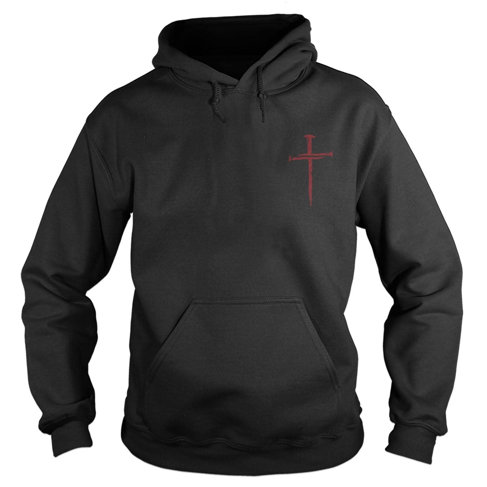 Our True God Apparel Hoodie / Black / S Nail Cross Maroon Small Logo
