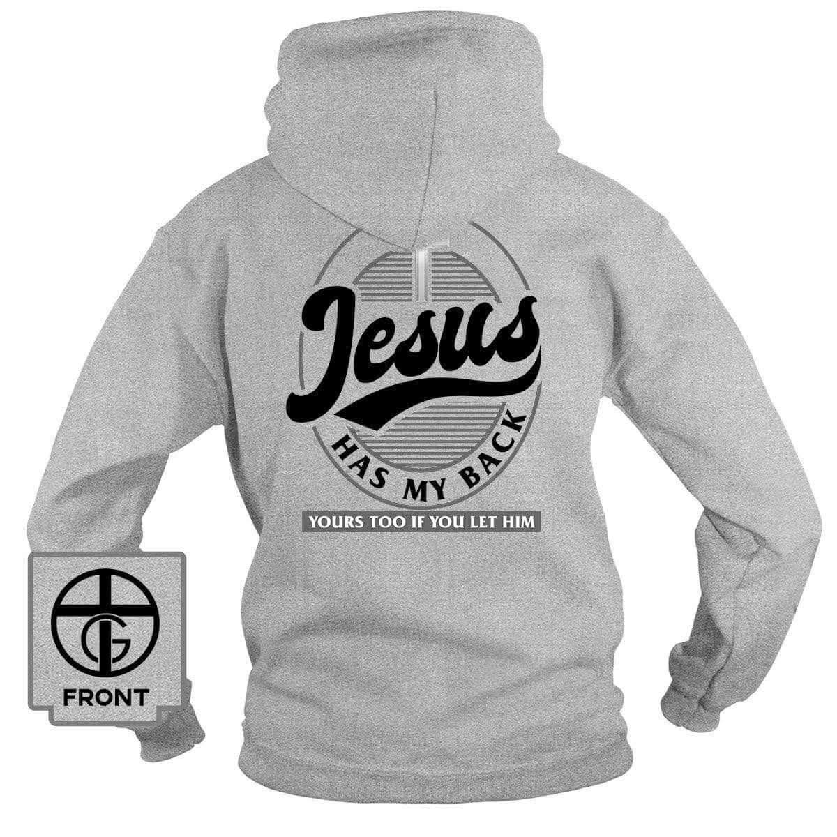 Our True God Apparel Hoodie / Grey / S Jesus Has My Back Hoodie (Back Print)