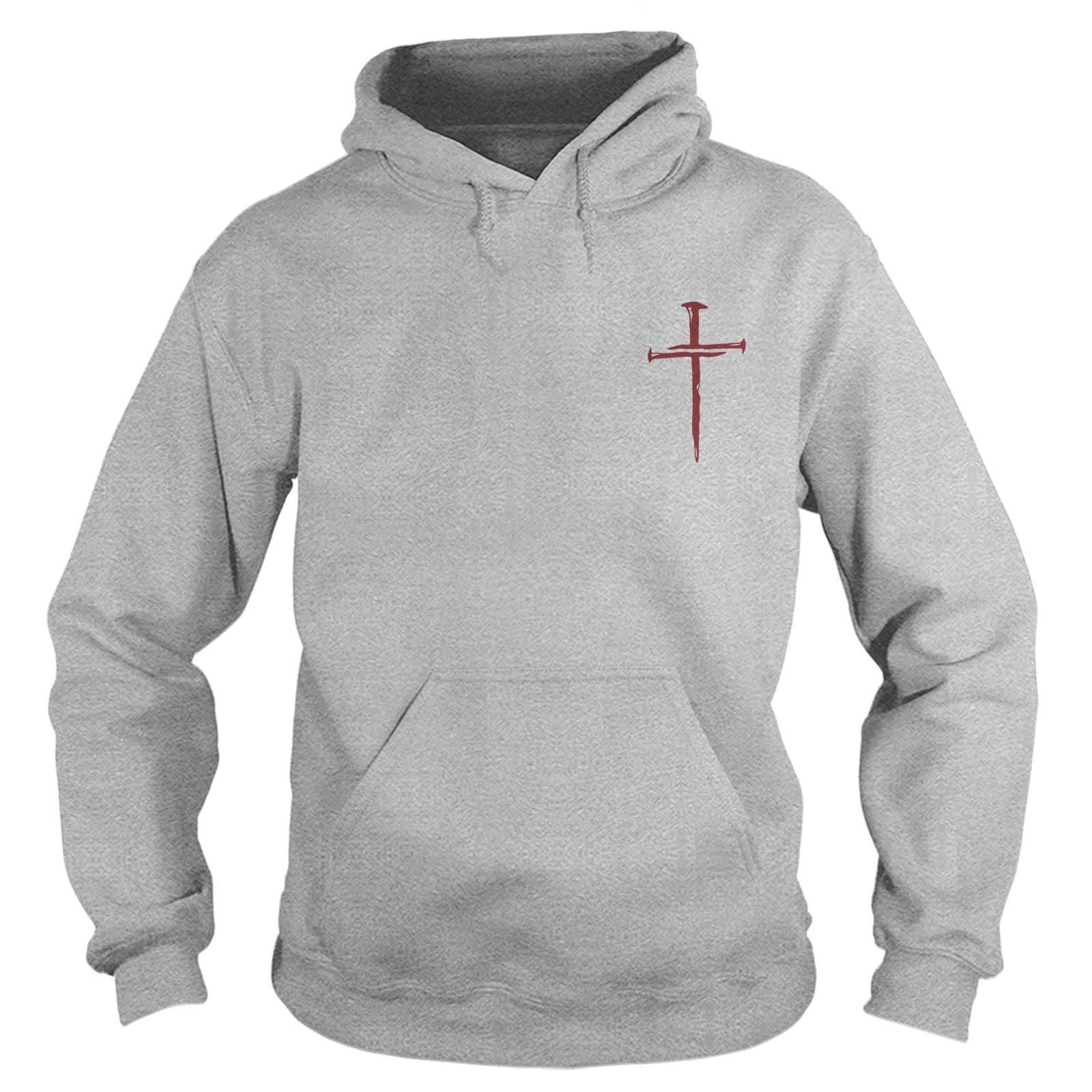 Our True God Apparel Hoodie / Grey / S Nail Cross Maroon Small Logo