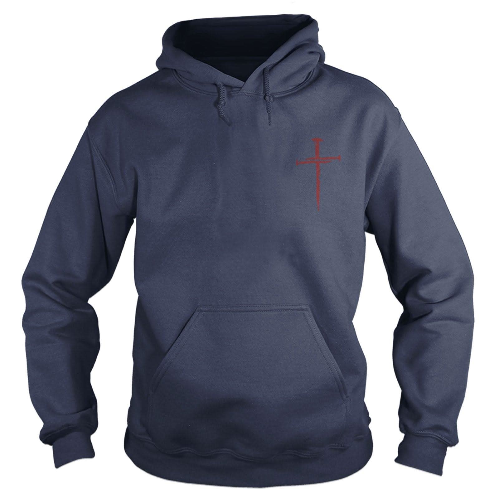 Our True God Apparel Hoodie / Navy / S Nail Cross Maroon Small Logo