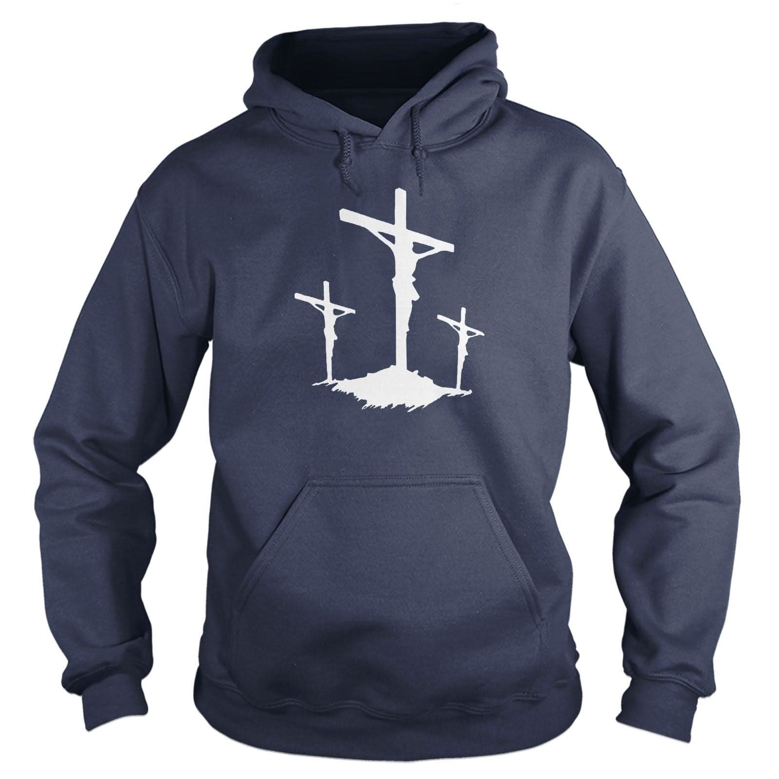Our True God Apparel Hoodie / Navy / S Three Crosses