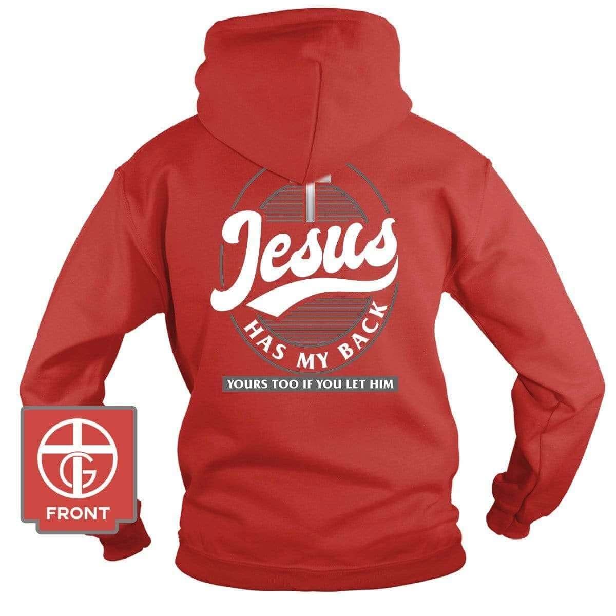 Our True God Apparel Hoodie / Red / S Jesus Has My Back Hoodie (Back Print)