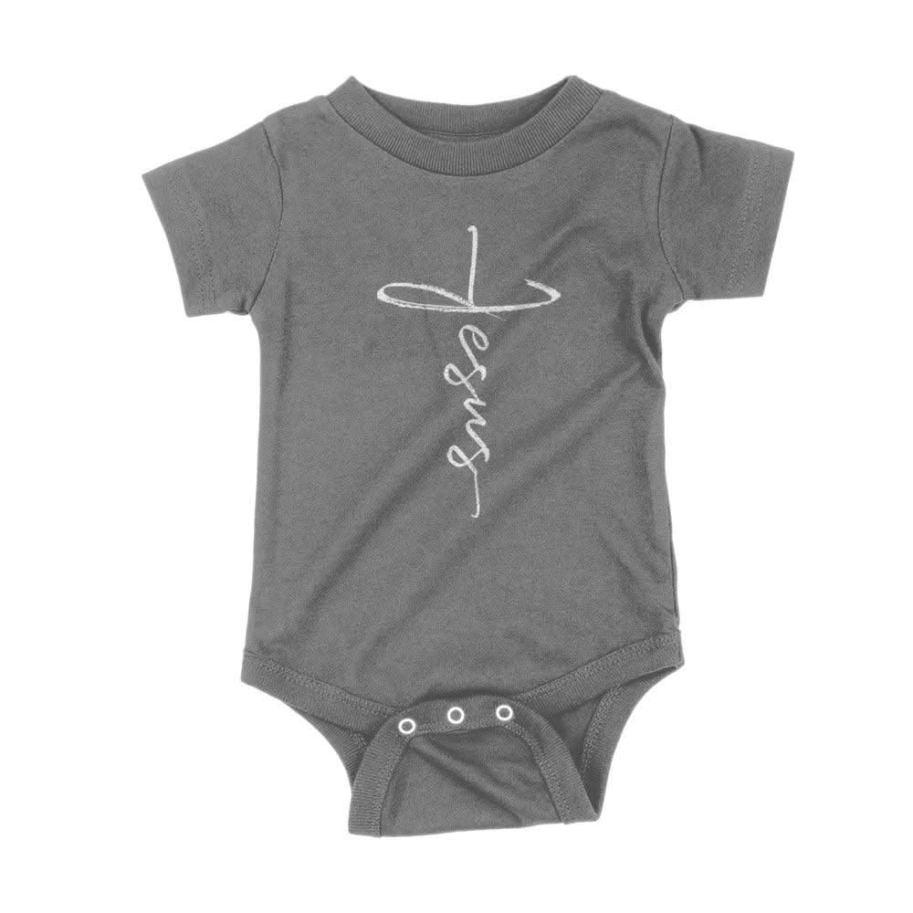Our True God Apparel Onesie / Charcoal / NB Jesus Cross Kids Shirts