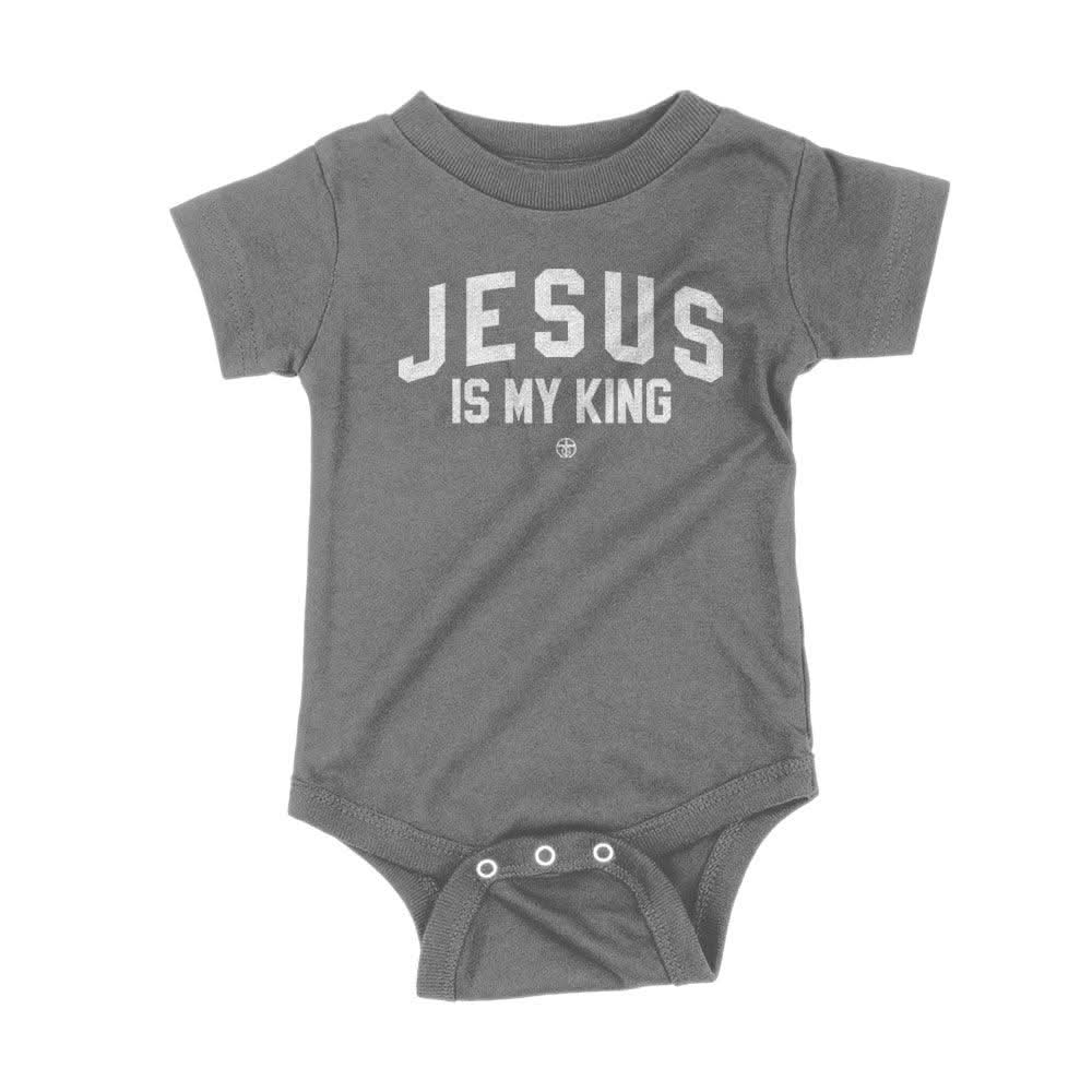 Our True God Apparel Onesie / Charcoal / NB Jesus Is My King Kids Shirts