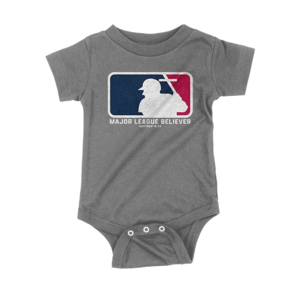 Our True God Apparel Onesie / Charcoal / NB Major League Believer Kids Shirt
