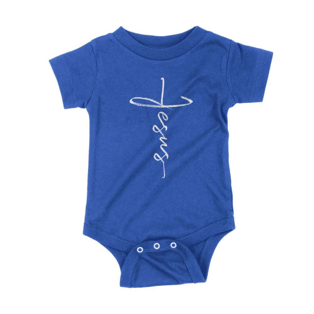 Our True God Apparel Onesie / Royal Blue / NB Jesus Cross Kids Shirts