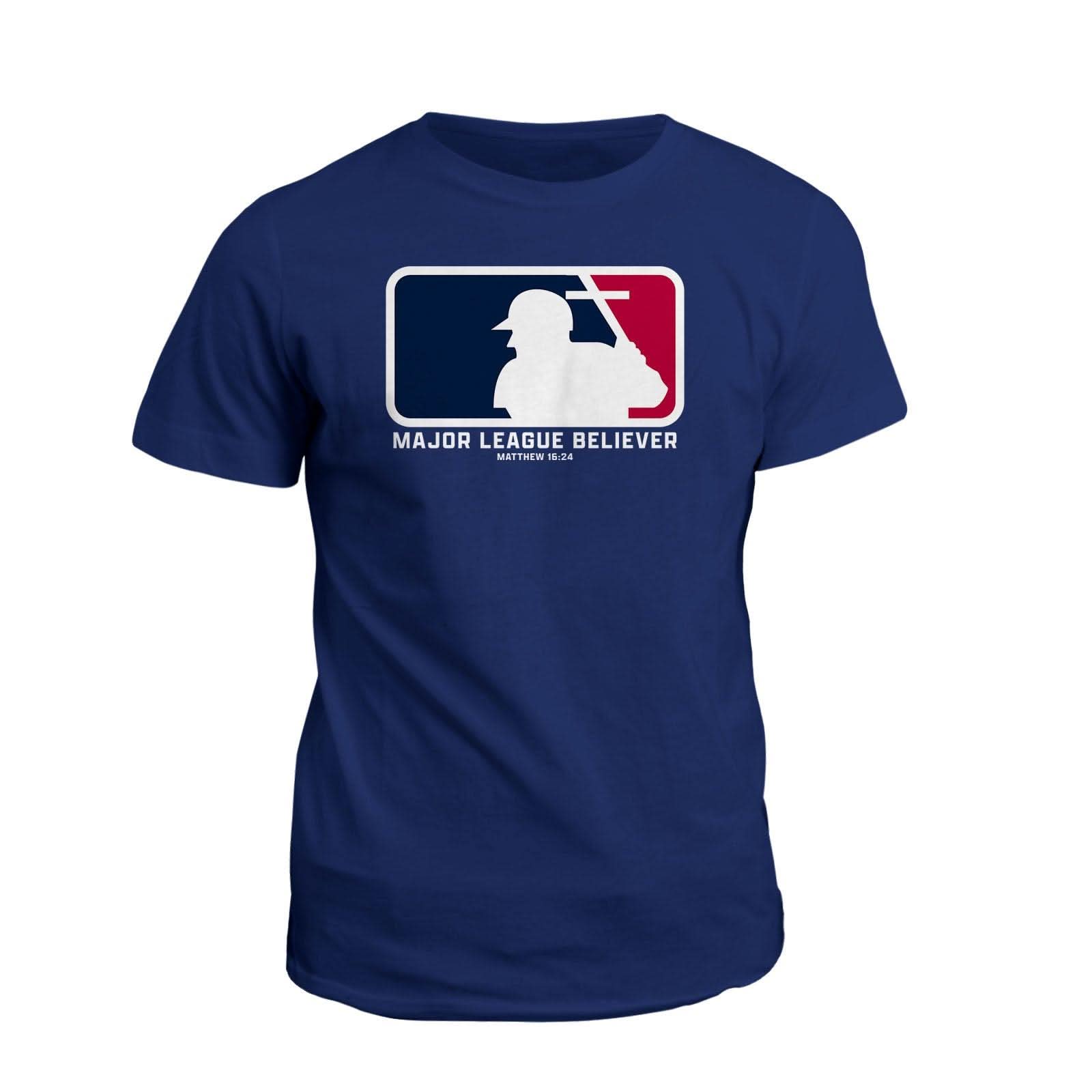 Our True God Apparel T-Shirt / Navy / S Major League Believer T-Shirt