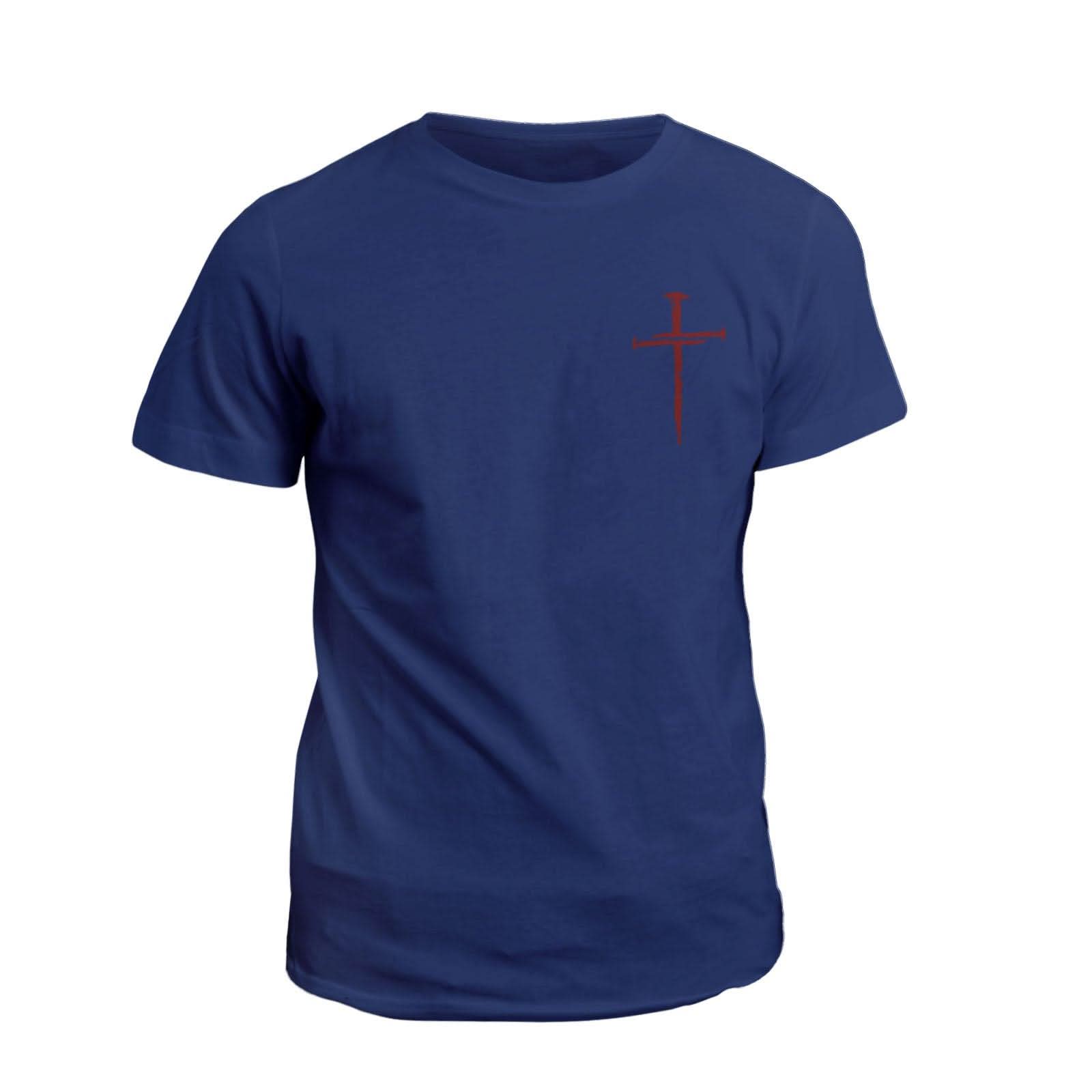 Our True God Apparel T-Shirt / Navy / S Nail Cross Maroon Small Logo