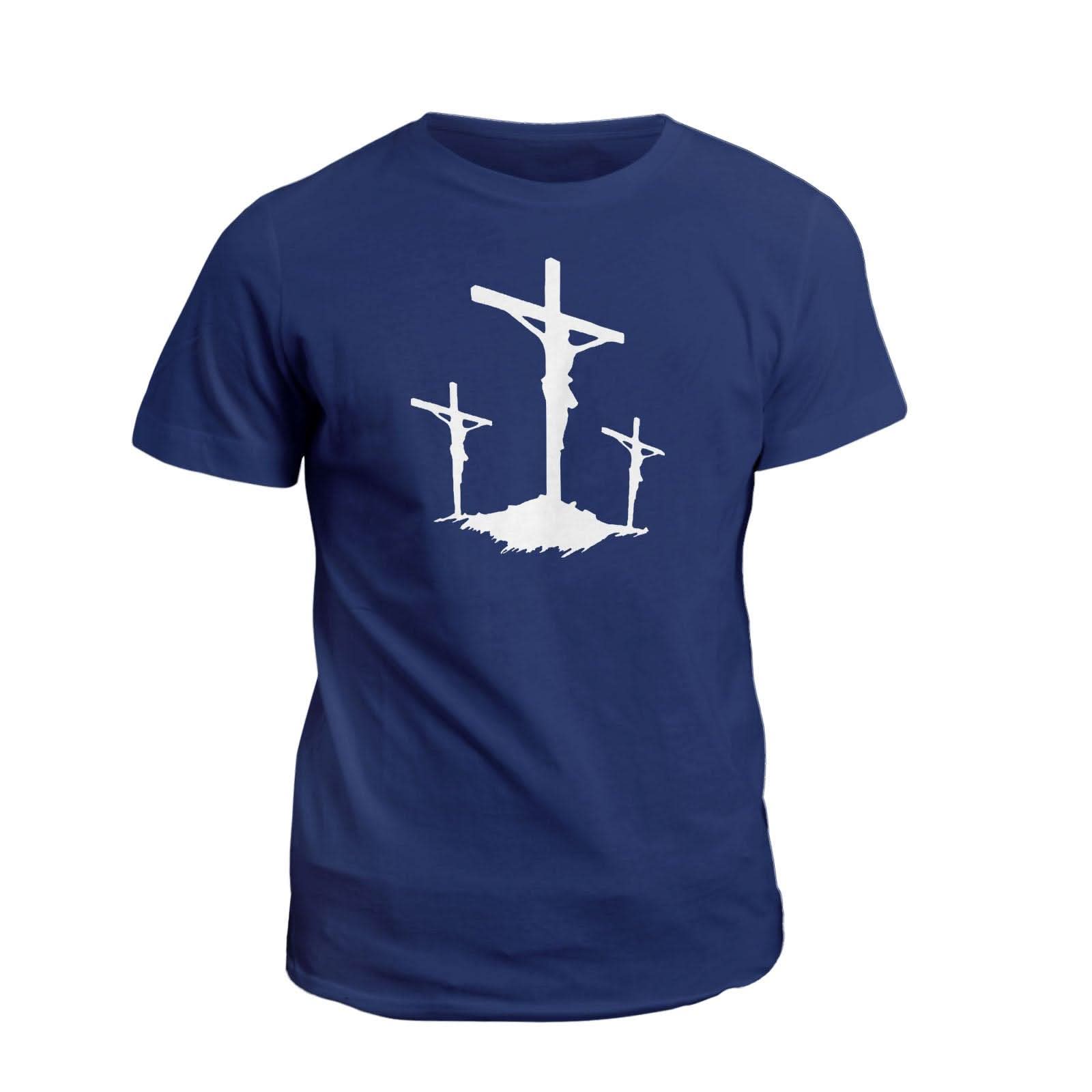 Our True God Apparel T-Shirt / Navy / S Three Crosses