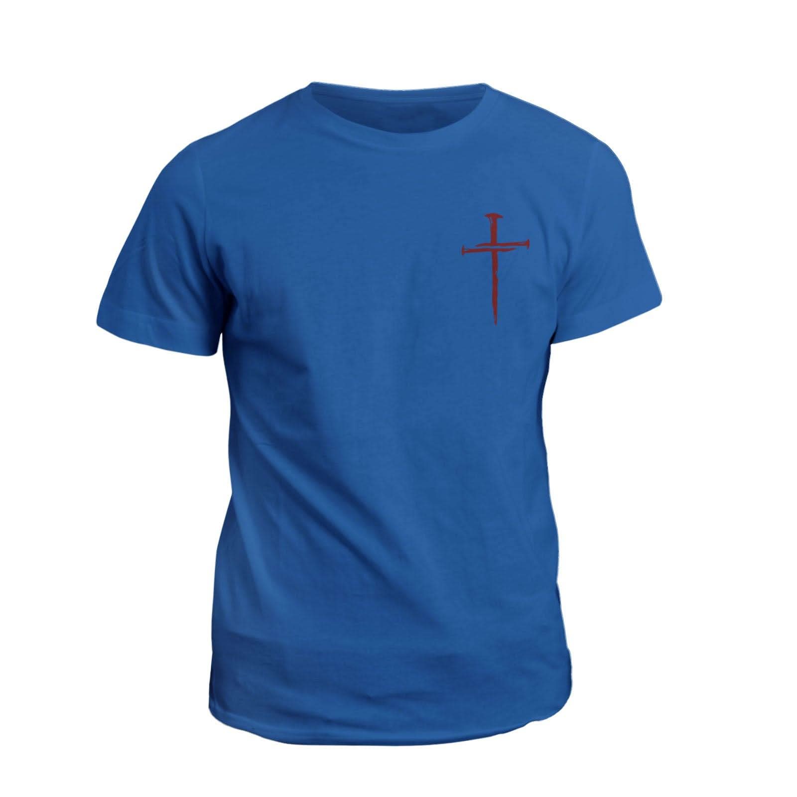 Our True God Apparel T-Shirt / Royal Blue / S Nail Cross Maroon Small Logo