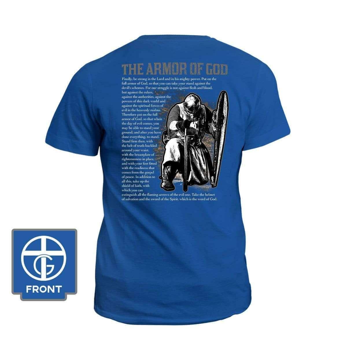 Our True God Apparel T-Shirt / Royal Blue / S The Armor Of God (Back Print)