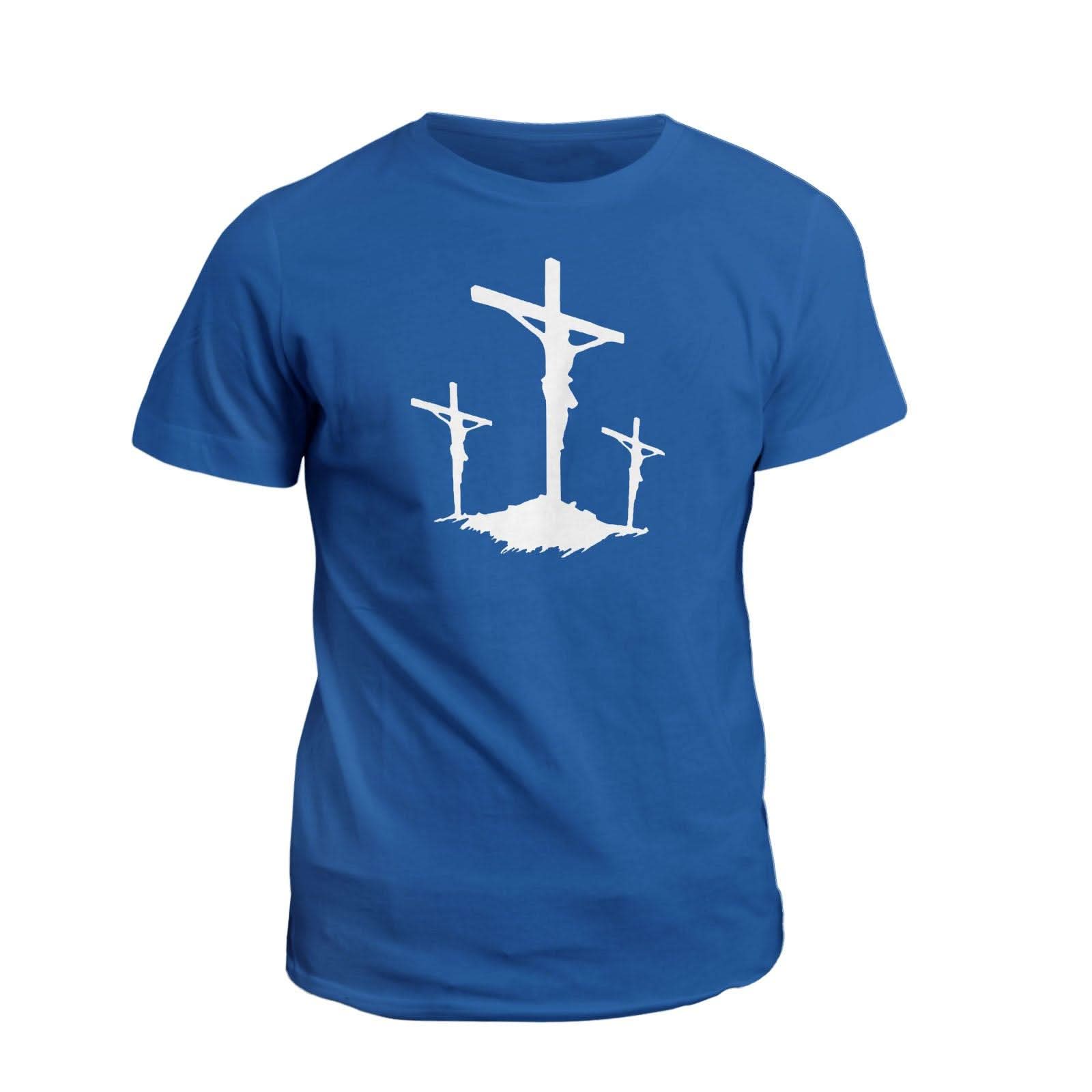 Our True God Apparel T-Shirt / Royal Blue / S Three Crosses