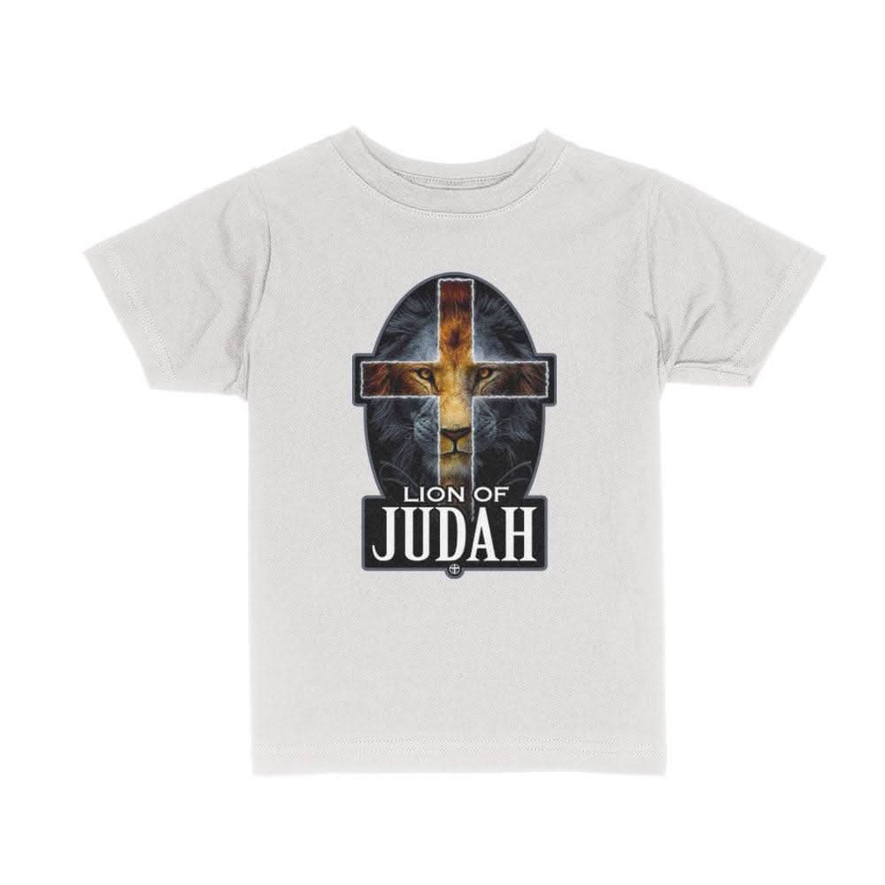 Our True God Apparel Toddler / White / 2T Lion Of Judah Cross Kids Shirts