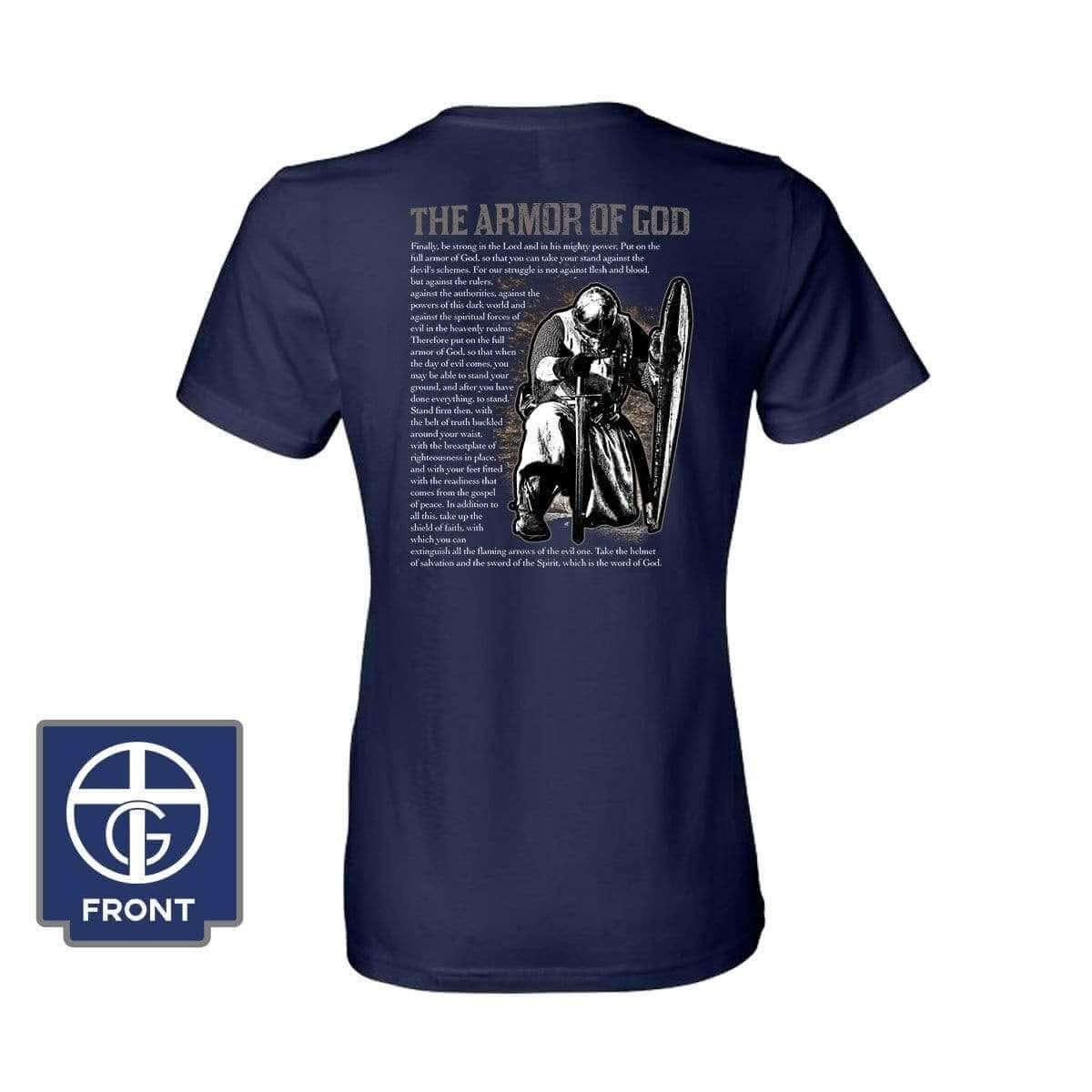 Our True God Apparel Women's Shirt / Navy / S The Armor Of God (Back Print)