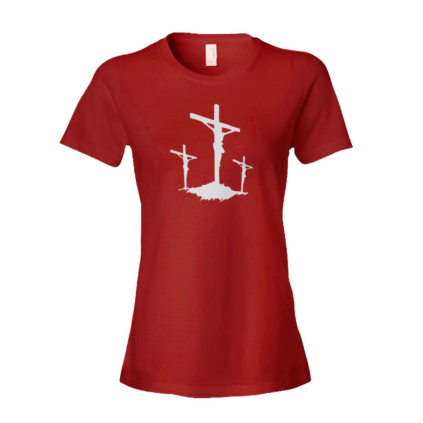 Our True God Apparel Women's Shirt / Red / S Three Crosses