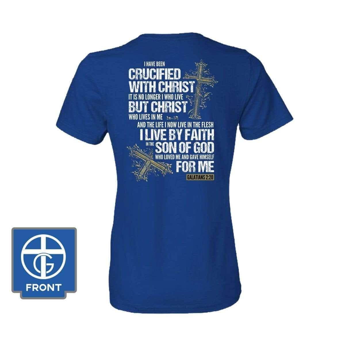 Our True God Apparel Women's Shirt / Royal Blue / S Galatians 2 20 (Back Print)
