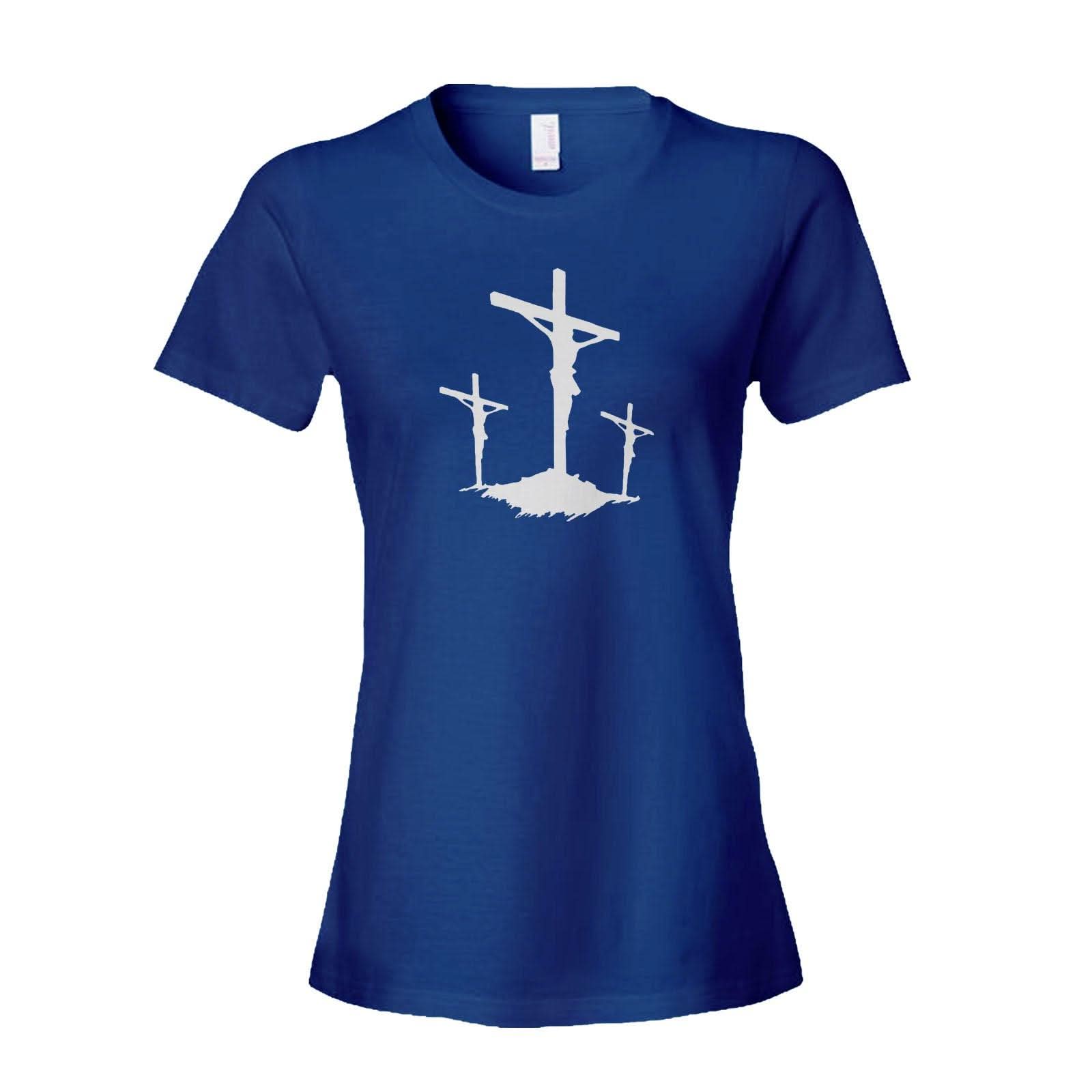Our True God Apparel Women's Shirt / Royal Blue / S Three Crosses