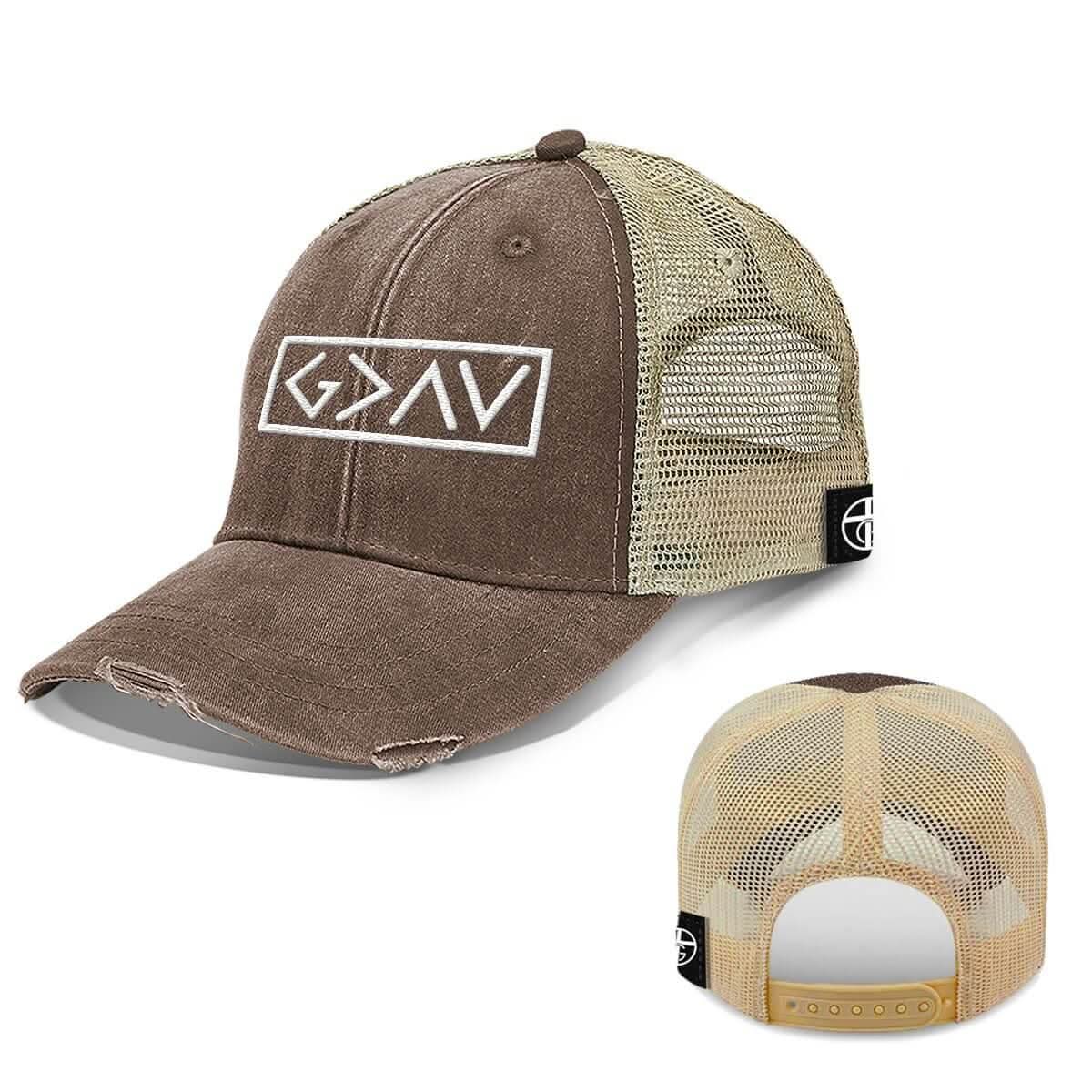 Our True God Hat God is Greater Than the Highs and Lows Hats Trucker Hats