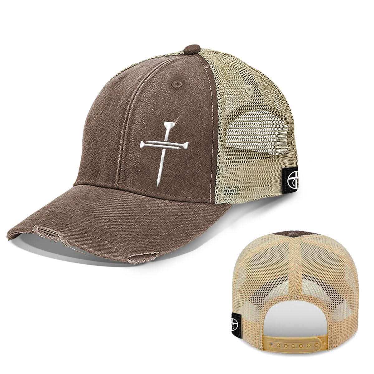 Our True God Hat Nail Cross Lower Left Trucker Hats
