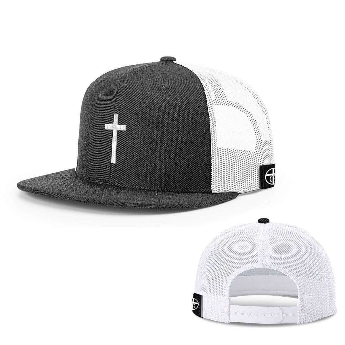 Our True God Hat Snapback Flatbill / Black and White / One Size Cross Hats