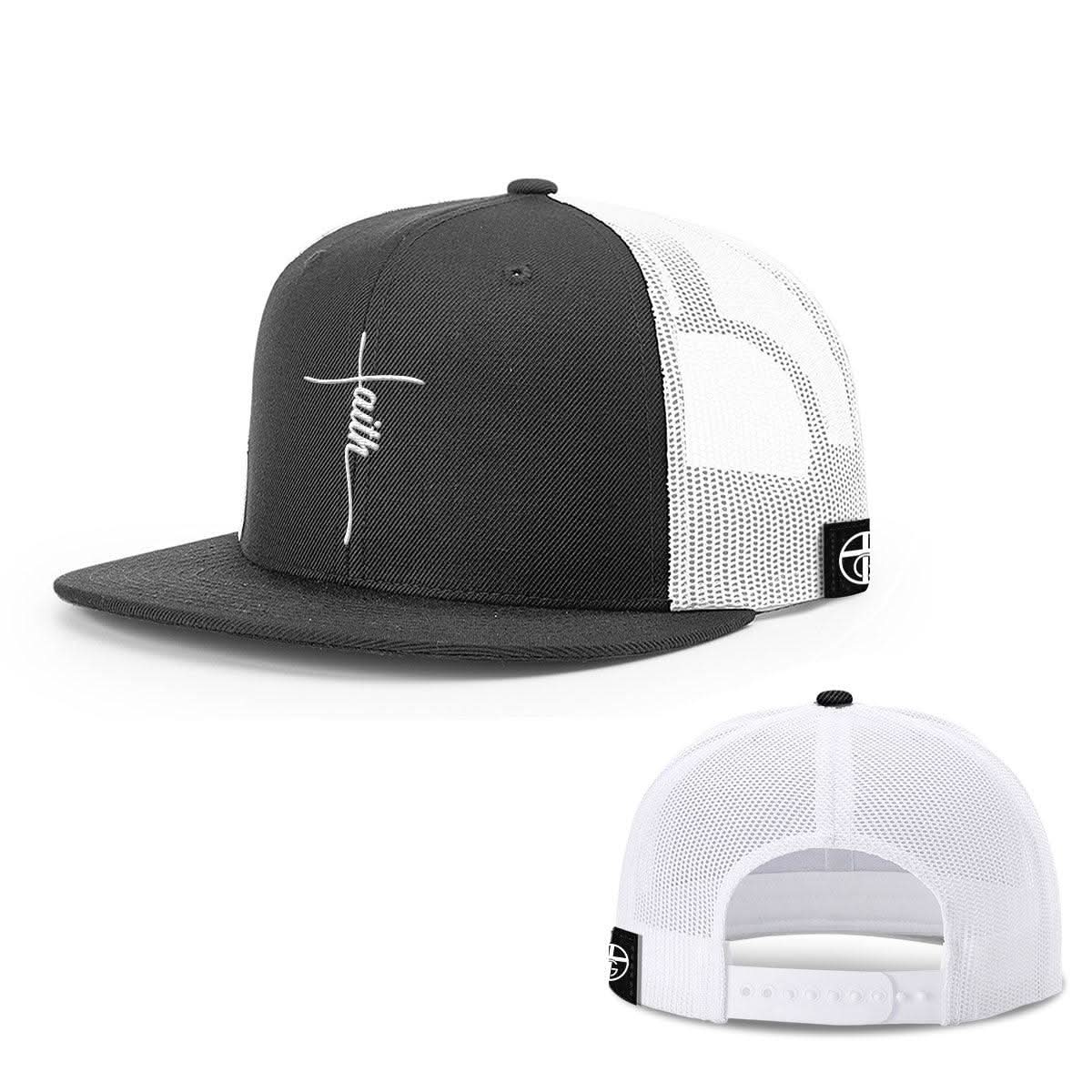Our True God Hat Snapback Flatbill / Black and White / One Size Faith Cross Center Hats