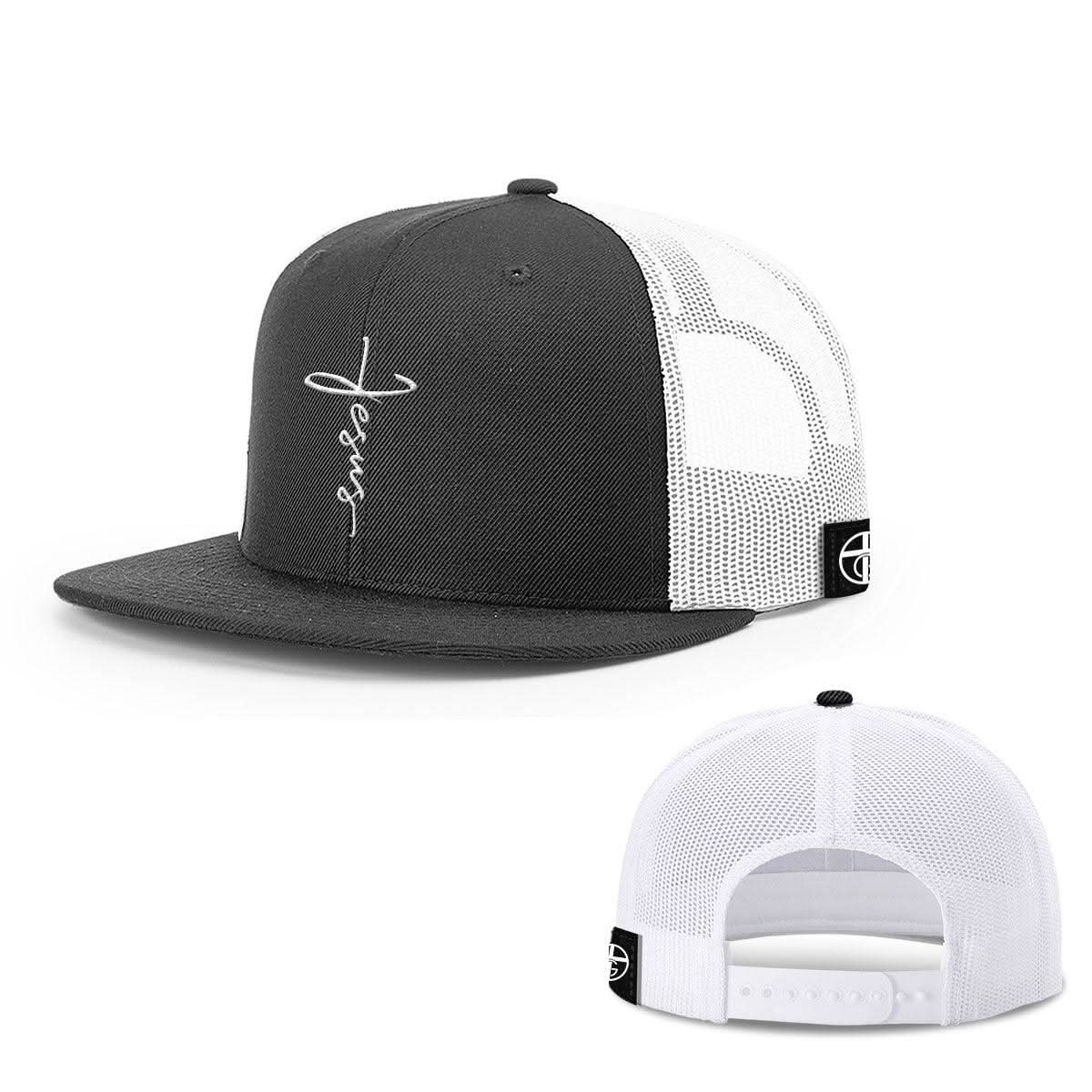 Our True God Hat Snapback Flatbill / Black and White / One Size Jesus Cross Center Hats