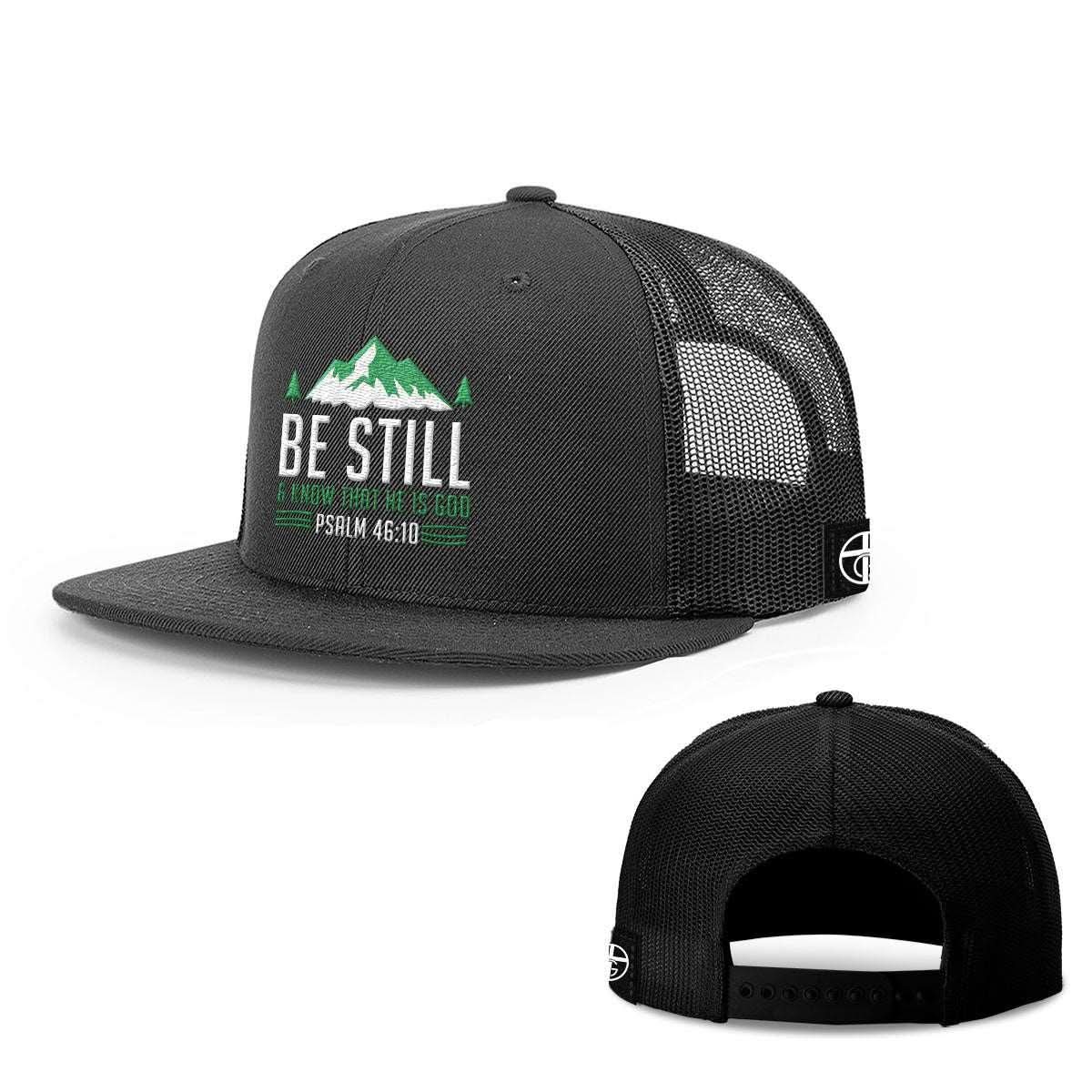 Our True God Hat Snapback Flatbill / Full Black / One Size Be Still And Know Hats