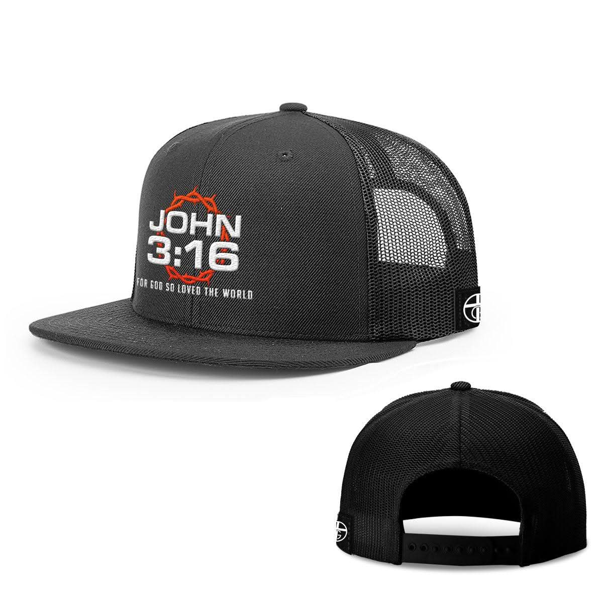 Our True God Hat Snapback Flatbill / Full Black / One Size For God So Loved The World Hats