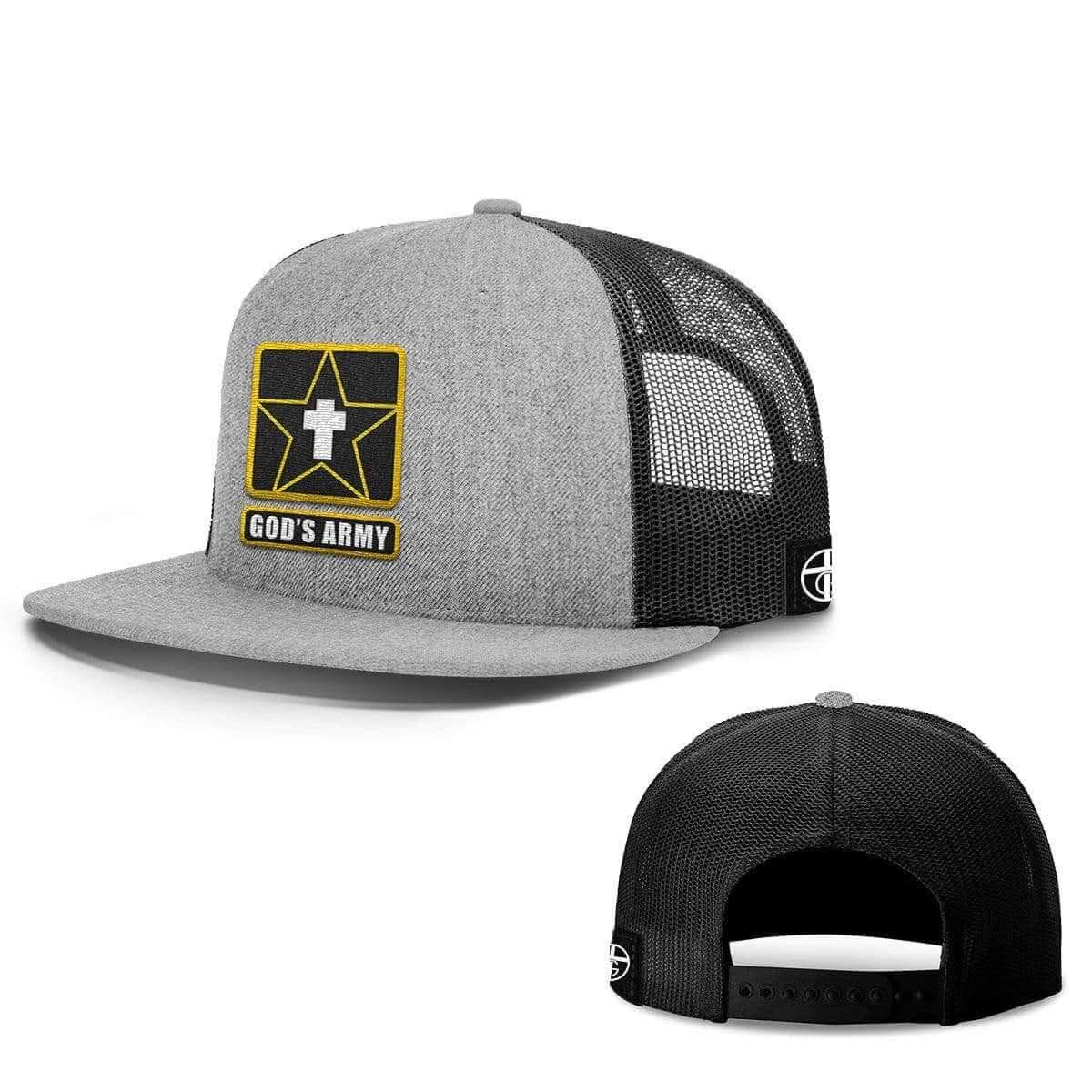 Our True God Hat Snapback Flatbill / Heather and Black / One Size God's Army Hats