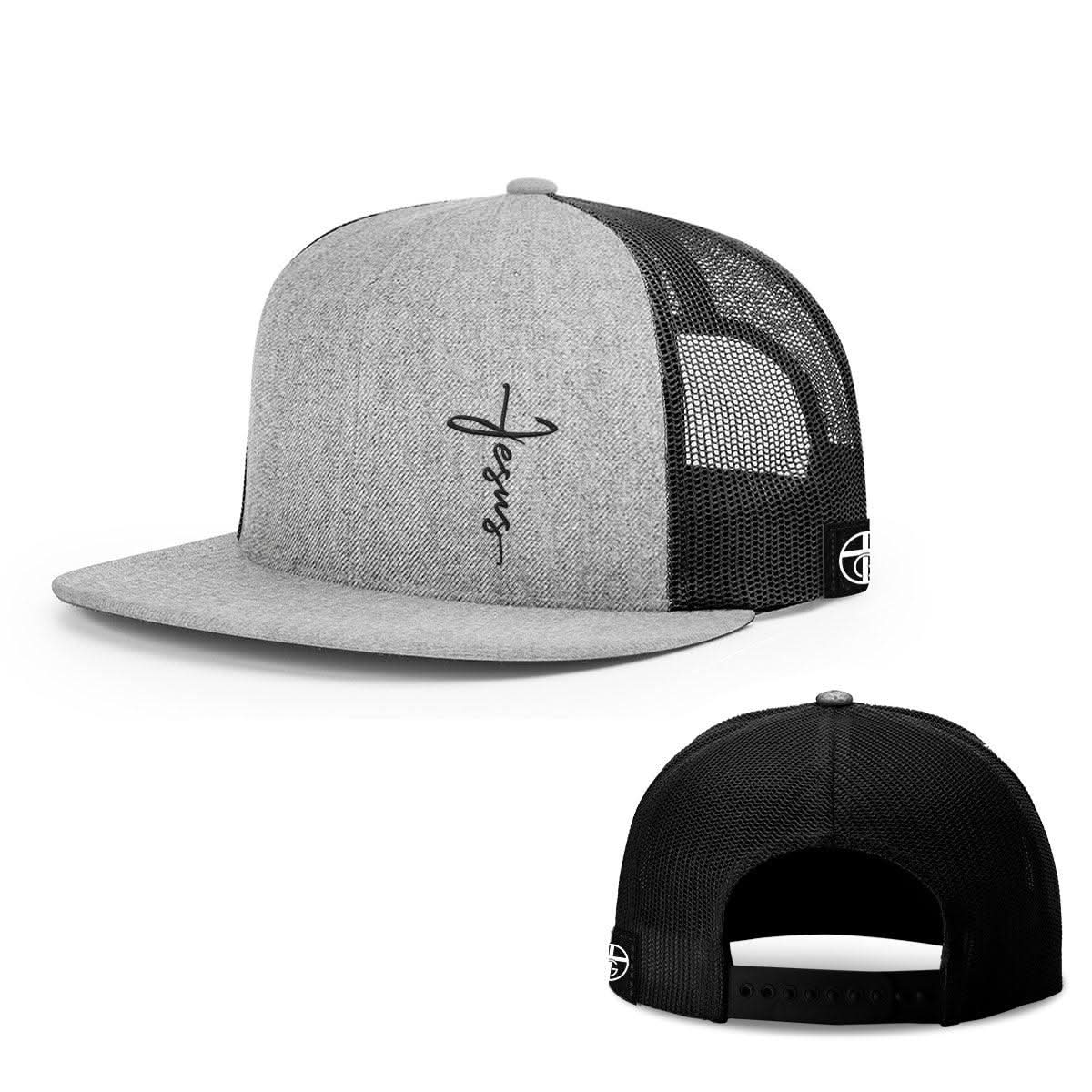 Our True God Hat Snapback Flatbill / Heather and Black / One Size Jesus Cross Lower Left Hats