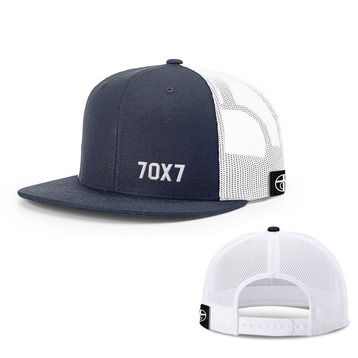 Our True God Hat Snapback Flatbill / Navy and White / One Size Seventy Times Seven Lower Left Hats