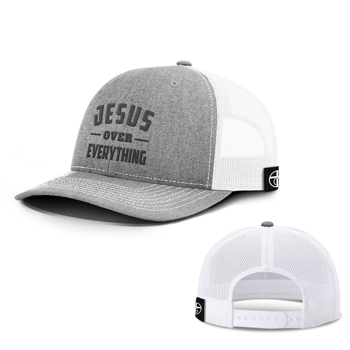 Our True God Hat Snapback / Heather and White / One Size Jesus Over Everything Hats