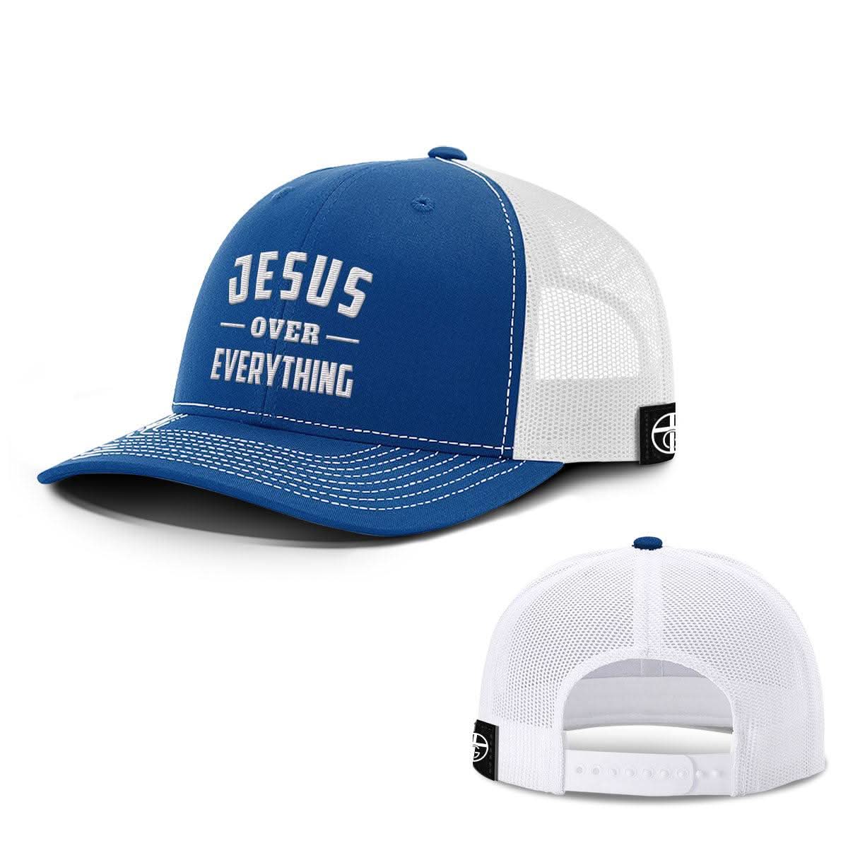 Our True God Hat Snapback / Royal Blue and White / One Size Jesus Over Everything Hats