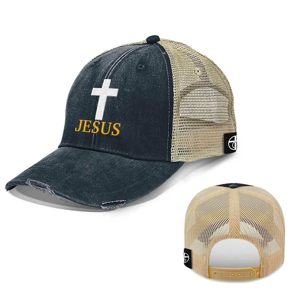 Our True God Hat Trucker / Navy / One Size Jesus Cross Trucker Hats