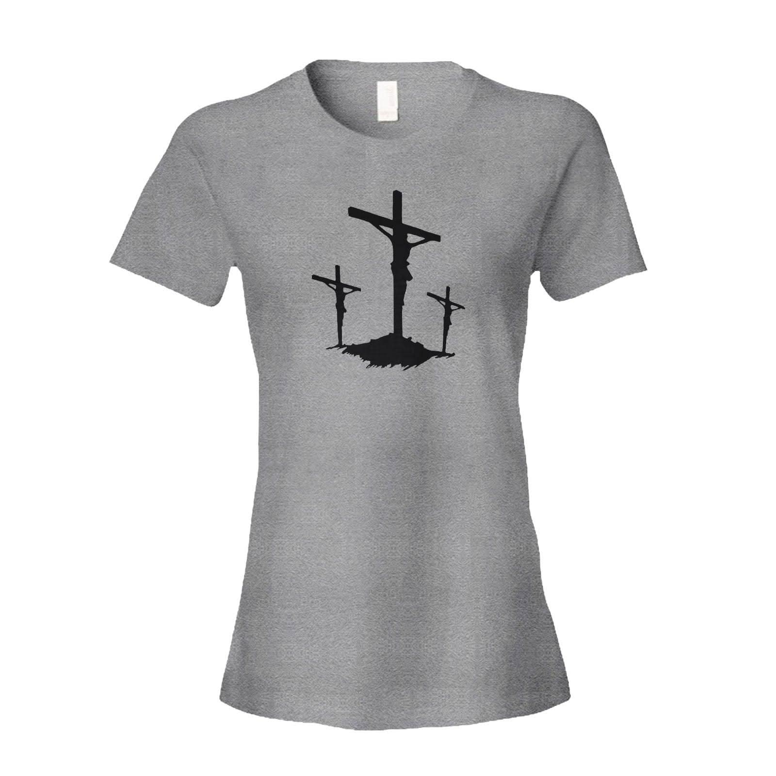 Our True God Apparel Women's Shirt / Grey / S Three Crosses