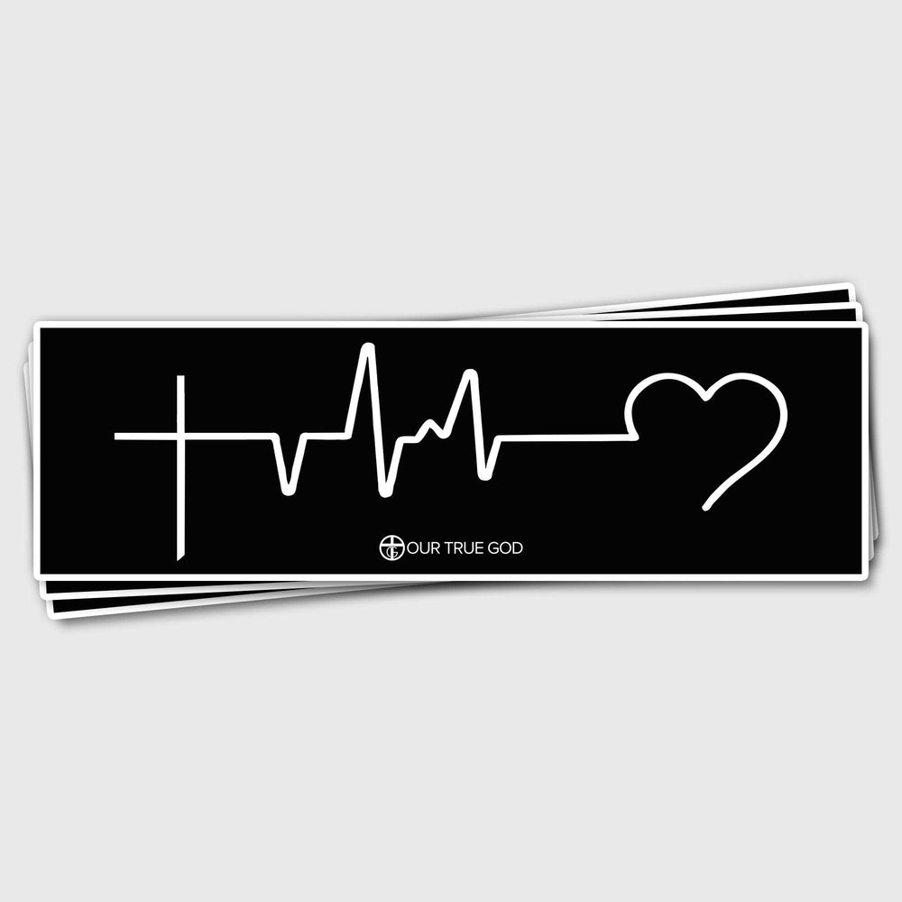 Cross Heartbeat Bumper Stickers - Our True God
