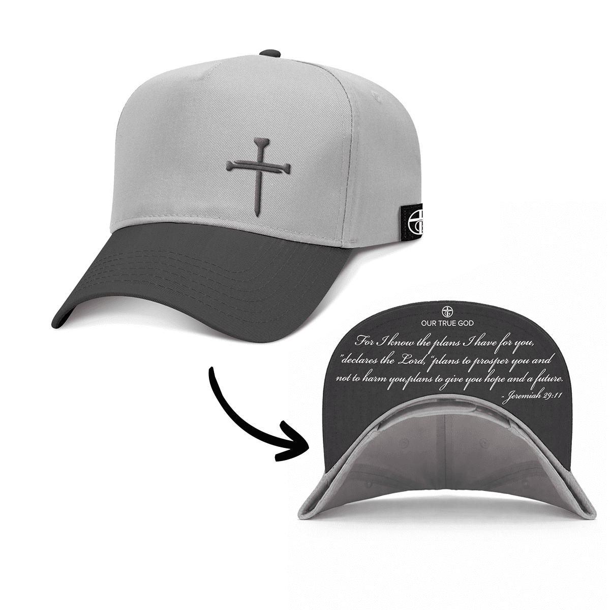 3 Nail Cross - Jeremiah 29:11 Two Tone Hats - Our True God