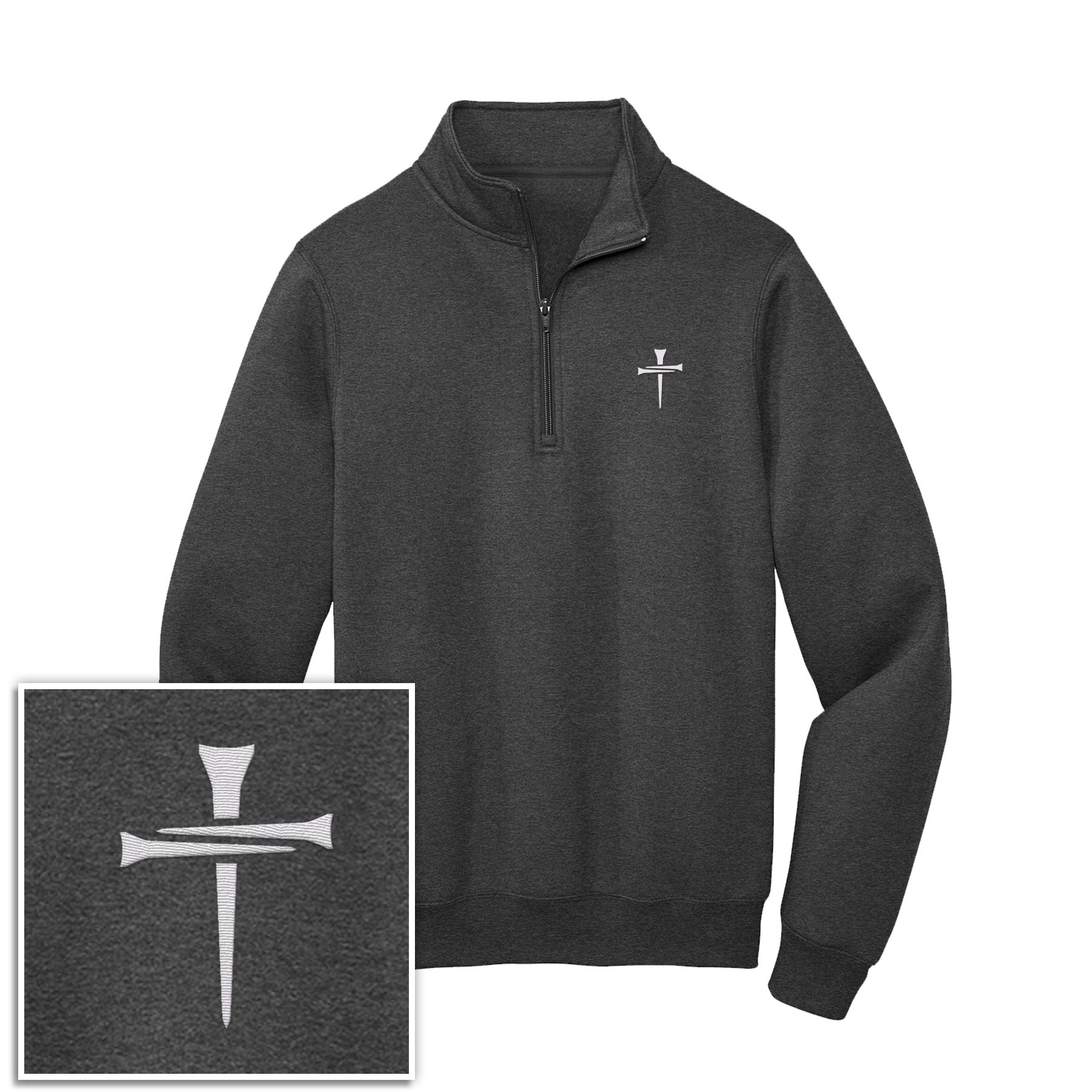 3 Tee Cross 1/4 - Zip Pullover Sweatshirt - Our True God