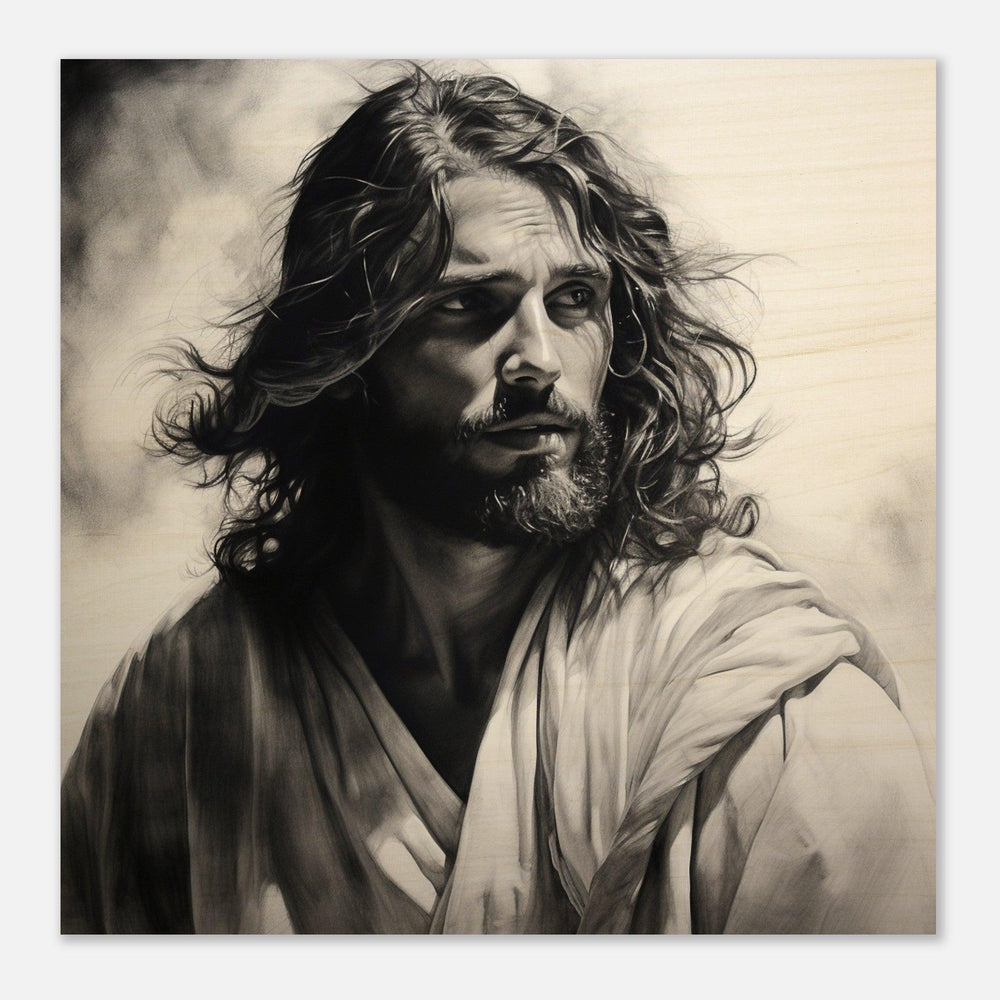 Inspirational Jesus - Charcoal Design - Wood Print - Our True God